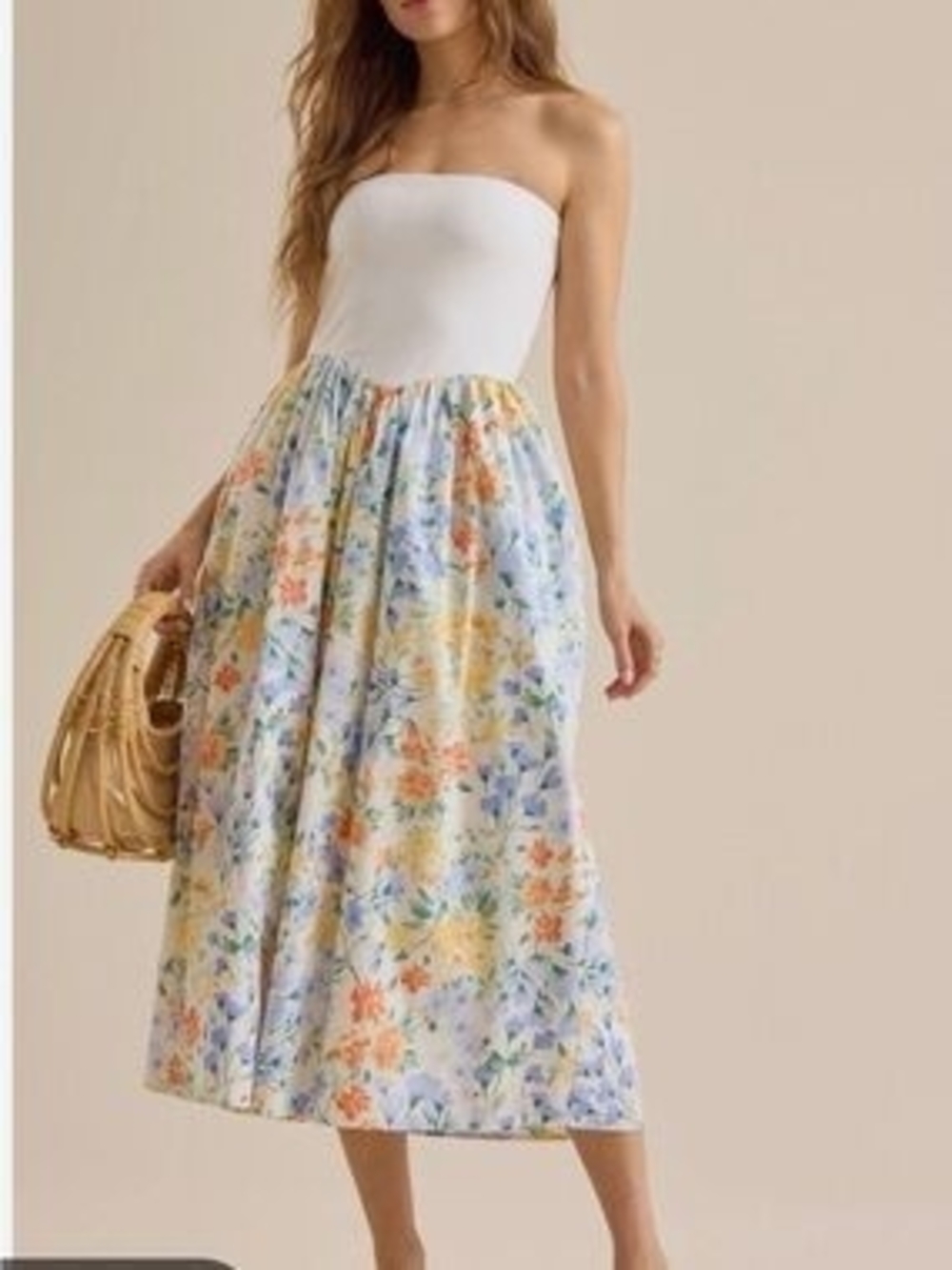 Altar'd State Strapless Floral Midi Dress Size XXS Can Fit XS